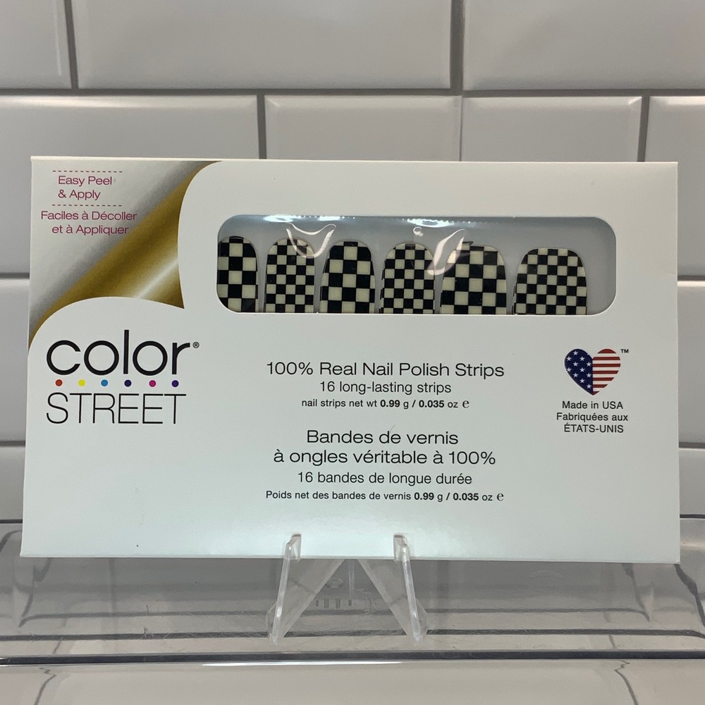 Color Street Check Yourself FDL050-C01191 Nail Polish Strips Black White 16ct